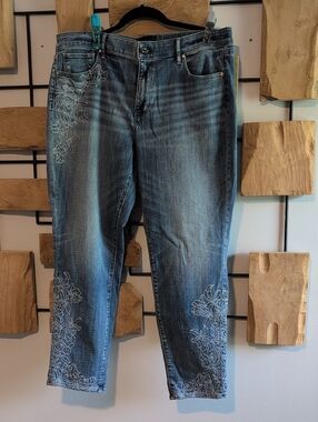 White House Black Market Embroidered Girlfriend Jeans